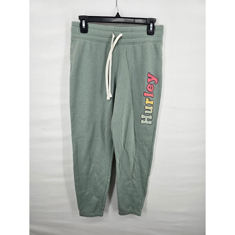 Hurley Womens‎ Sage Green Fleece Joggers Logo Graphic Sweatpants Small